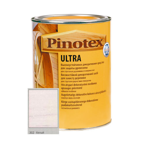 Антисептик Pinotex ULTRA с лаком белый для наружных работ  1л